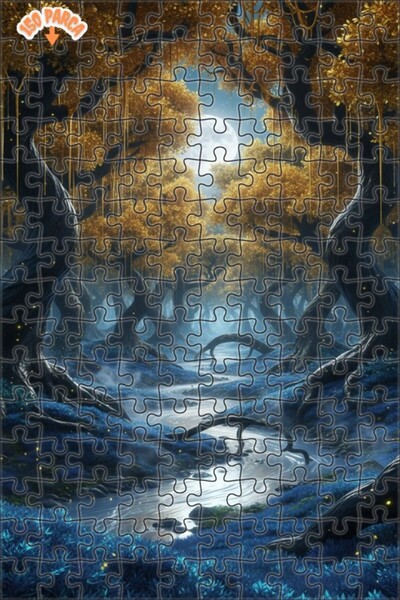 Teona Ahşap لوحة زيتية لمنظر غابة غامضة في ضوء القمر، لوحة خشبية مؤطرة بطبقتي...