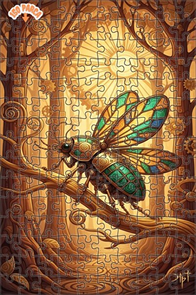 Teona Ahşap لغز خشبي ميكانيكي فني على شكل حشرة يعمل بالبخار، بإطار مزدوج الطب...