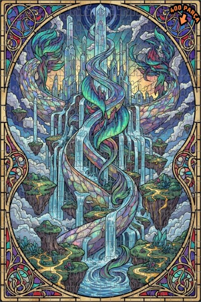 Teona Ahşap لغز خشبي رائع بإطار مزدوج الطبقات على شكل شلال كريستالي 400 قطعة ...