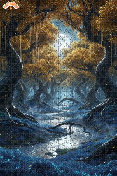 Teona Ahşap لوحة زيتية لمنظر غابة غامضة في ضوء القمر، لوحة خشبية مؤطرة بطبقتي...