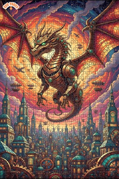 Teona Ahşap لغز خشبي بإطار مزدوج الطبقات مطبوع عليه فن ستيمبانك من مدينة التن...