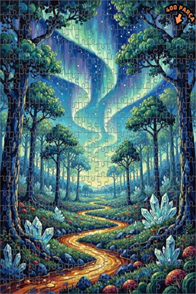 Teona Ahşap لغز خشبي مؤطر بطبقتين بمظهر لوحة زيتية يشبه إضاءة الغابة الغامضة،...