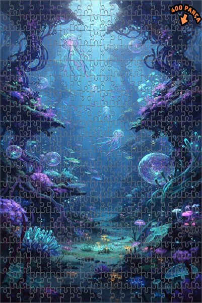 Teona Ahşap لغز خشبي مؤطر بطبقتين بمظهر لوحة زيتية لحيوانات تحت البحر السحرية...