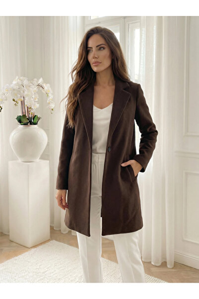 UniqueStore.ro Elegant brown coat with straight cut