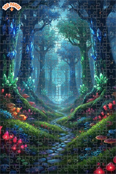 Teona Ahşap لوحة زيتية لرحلة الغابات الكريستالية السحرية، لغز خشبي بإطار مزدو...