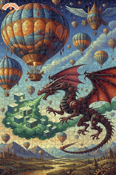 Teona Ahşap لغز خشبي ميكانيكي على شكل تنين وسفن سماوية مطلي بالزيت ذو طابقين ...