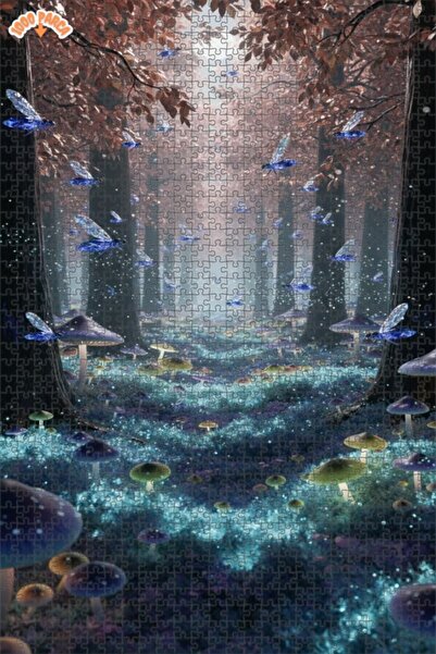 Teona Ahşap لغز خشبي مؤطر بطبقتين من فيريلس الغابة السحرية 1000 قطعة 70x50