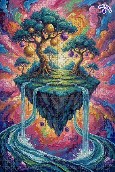 Teona Ahşap لغز خشبي بإطار مزدوج الطبقات بمظهر لوحة زيتية لأشجار وشلالات سحري...