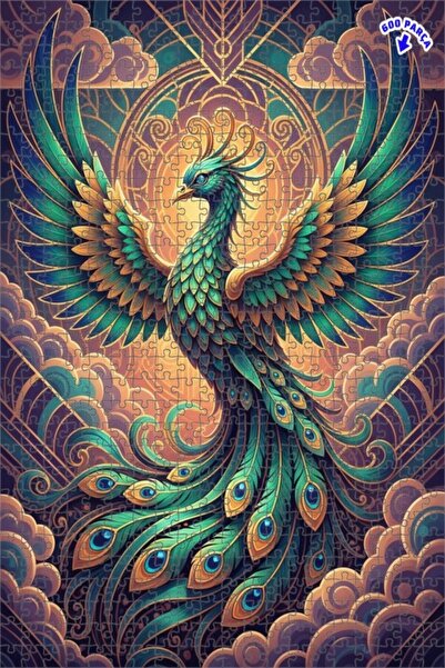 Teona Ahşap لغز خشبي رائع على شكل طائر الفينيق الزمردي بمظهر لوحة زيتية بأسلو...