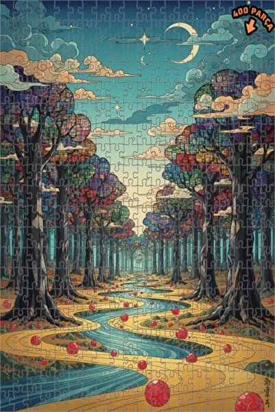 Teona Ahşap لغز خشبي بإطار مزدوج الطبقات بمظهر لوحة زيتية لطريق الغابة الخيال...