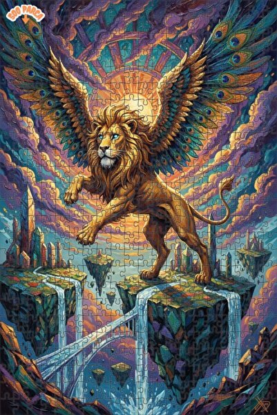 Teona Ahşap لغز خشبي ذو طبقتين على شكل مملكة الأسد المجنح الغامضة، 500 قطعة، ...