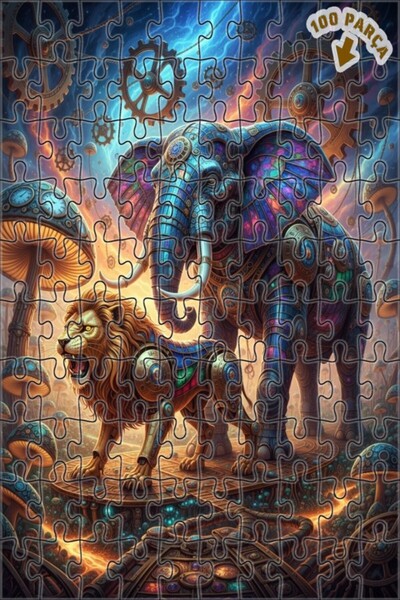 Teona Ahşap لغز خشبي مؤطر بطبقتين من ميستيك أيسون وفيل، 100 قطعة، 25×25