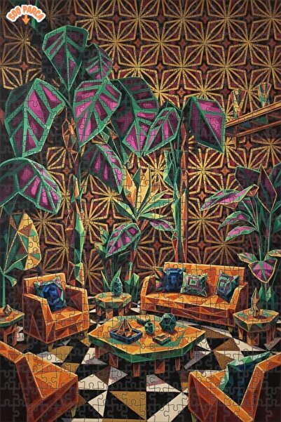 Teona Ahşap لغز خشبي بإطار ذو طابقين بمظهر لوحة زيتية استوائية هندسية 500 قطع...