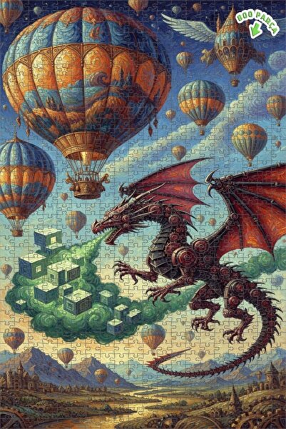 Teona Ahşap لغز خشبي ميكانيكي على شكل تنين وسفن سماوية مطلي بالزيت ذو طابقين ...