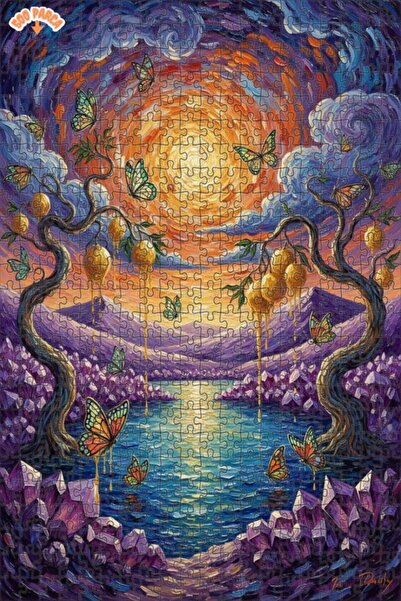 Teona Ahşap لغز خشبي فني رائع بمناظر طبيعية لفراشات وكريستال، لوحة زيتية، 500...