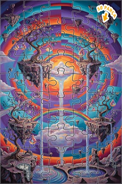 Teona Ahşap لغز خشبي مؤطر بطبقتين بمظهر لوحة زيتية لأشجار الأرض الخيالية 50 ق...