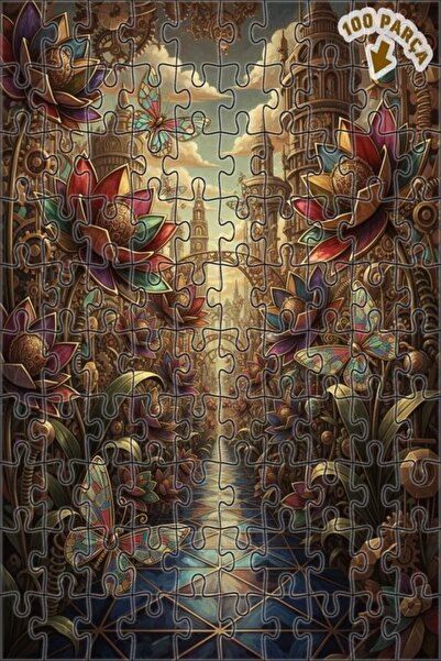 Teona Ahşap لوحة فنية بتأثير زيتية لفراشات الغابة بالبخار 100 قطعة 25×25