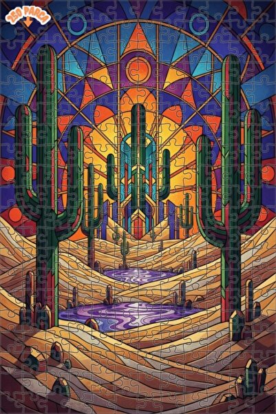 Teona Ahşap لغز خشبي بإطار مزدوج الطبقات من فن الموزاييك الزجاجي الصحراوي 250...