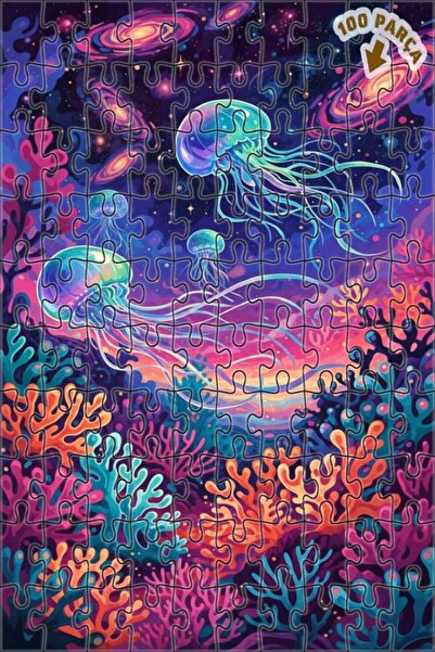 Teona Ahşap لغز خشبي بمظهر الألوان المائية لحزمة قناديل البحر الفلكية 100 قطع...