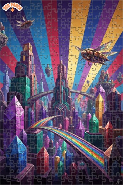 Teona Ahşap لغز خشبي بإطار مزدوج الطبقات بمظهر لوحة زيتية لمدينة كريستالية را...