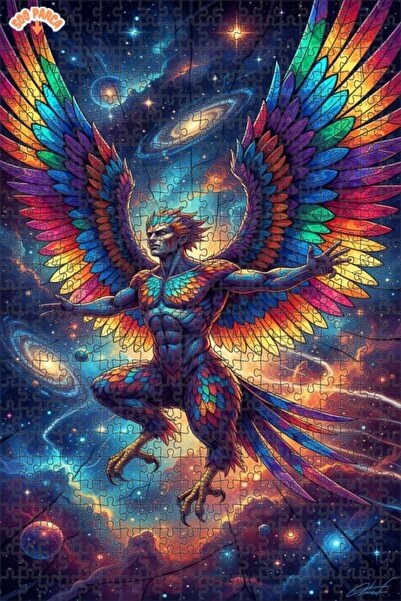 Teona Ahşap لغز خشبي مؤطر بطبقتين بمظهر لوحة زيتية لرجل ذو أجنحة من السماء 50...