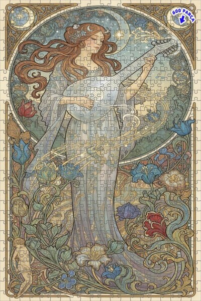 Teona Ahşap لغز خشبي بإطار مزدوج الطبقات بتصميم آرت نوفو بمظهر لوحة زيتية بنغ...