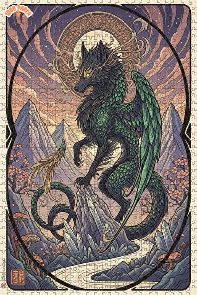 Teona Ahşap لغز خشبي مؤطر بطبقتين من ميستيك وورت دراغون آرت 1000 قطعة 70x50