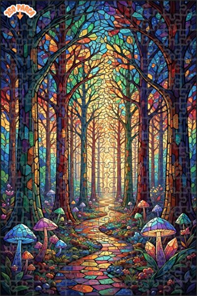 Teona Ahşap لغز خشبي مؤطر بطبقتين من فن الفسيفساء الزجاجية للغابة السحرية 250...