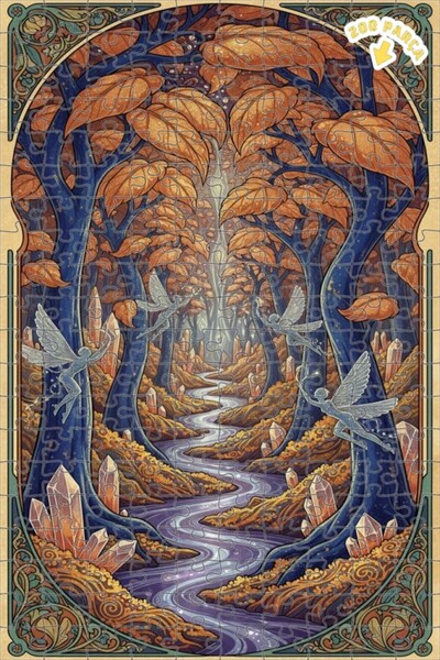 Teona Ahşap لغز خشبي بإطار مزدوج الطبقات من فيري فورست ماجيك كريستال، 200 قطع...