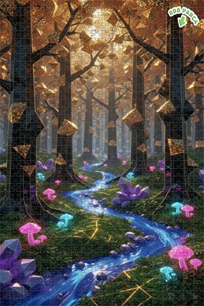 Teona Ahşap لغز خشبي مؤطر بطبقتين من الغابة الكريستالية السحرية 800 قطعة 70x50