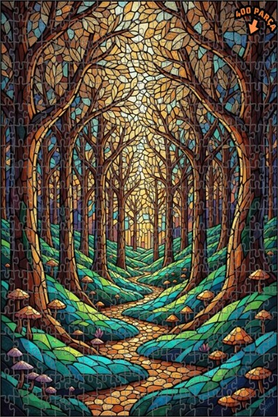 Teona Ahşap لغز خشبي فني بمظهر فسيفساء الغابة السحرية، لغز خشبي بإطار مزدوج ا...
