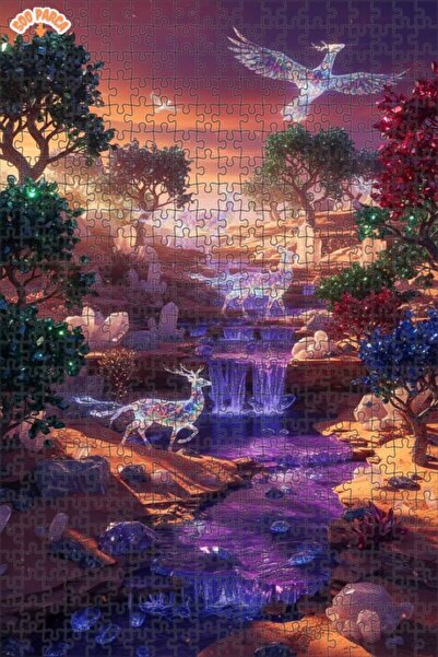 Teona Ahşap لغز خشبي بإطار رقمي مزدوج الطبقات بتصميم الغابات الكريستالية والط...