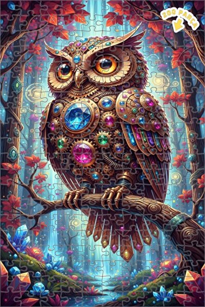 Teona Ahşap لغز خشبي على شكل بومة الغابة السحرية بمظهر ستيمبانك 200 قطعة 25×35