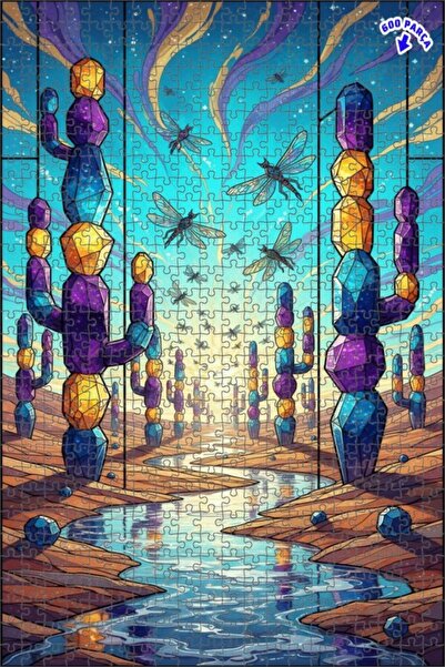 Teona Ahşap لغز خشبي بإطار مزدوج الطبقات بتصميم الصبار الكريستالي والتنينين ا...