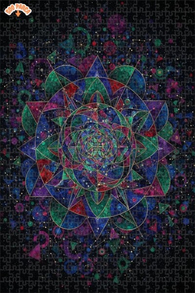 Teona Ahşap Universal Mandala Art Oil Painting Look Double Layer Framed Woode...