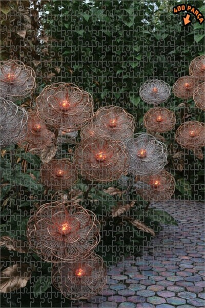 Teona Ahşap لغز خشبي معدني على شكل حديقة زهور مقطوع بالليزر بإطار مزدوج الطبق...