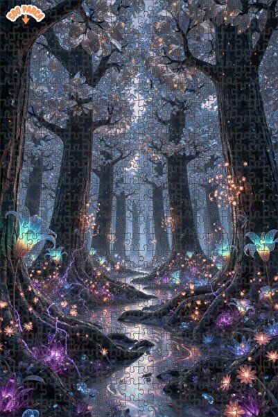 Teona Ahşap لوحة زيتية للغابة السحرية والزهور المتألقة، لغز خشبي بإطار مزدوج ...