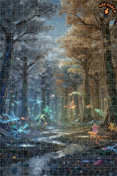 Teona Ahşap لغز خشبي بإطار ذو طابقين بمظهر حلم الغابة الخيالية 400 قطعة 35x35