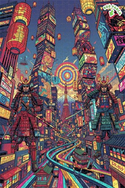 Teona Ahşap لغز خشبي بإطار ذو طابقين بمظهر لوحة زيتية لمدن الساموراي 800 قطعة...