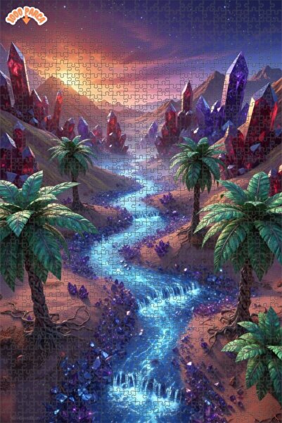 Teona Ahşap لغز خشبي بإطار مزدوج الطبقات بمظهر فني رقمي من كريستال فالي، 1000...