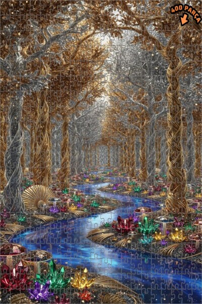 Teona Ahşap لغز خشبي مؤطر بطبقتين من الغابة الكريستالية السحرية 400 قطعة 35x35