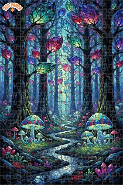 Teona Ahşap لغز خشبي بإطار مزدوج الطبقات بمظهر ألوان مائية ملونة على شكل غابة...