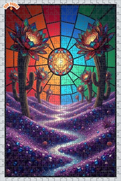 Teona Ahşap لغز خشبي ملون بإطار مزدوج الطبقات على شكل صحراء الصبار 500 قطعة 5...