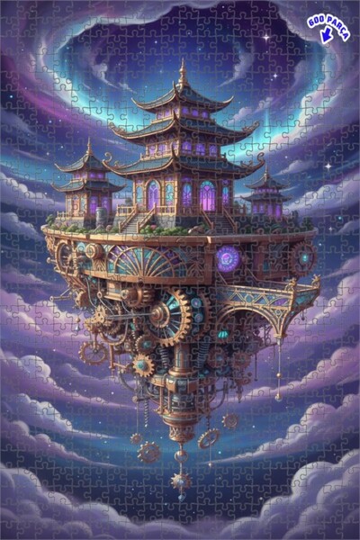 Teona Ahşap لغز خشبي مؤطر بطبقتين لقصر السماء الغامضة 600 قطعة 50×35