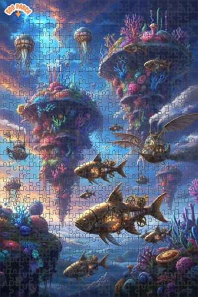 Teona Ahşap لغز خشبي بإطار مزدوج الطبقات على شكل أسماك بالون هوائي ستيمبانك 5...