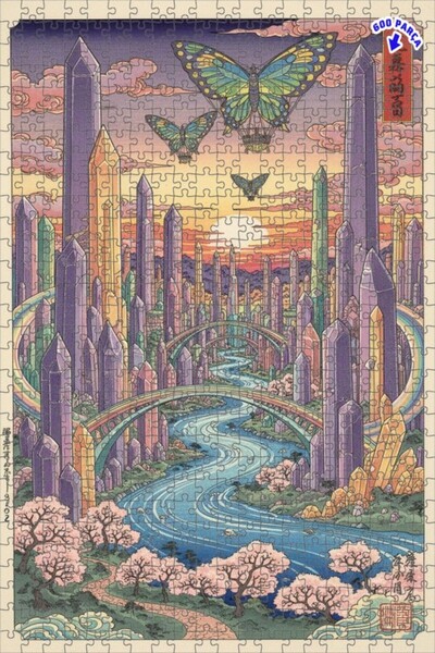 Teona Ahşap لغز خشبي بإطار مزدوج الطبقات من كريستال سيتي، رحلة بالون الفراشة،...