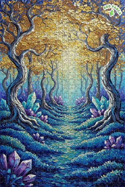 Teona Ahşap لغز خشبي مؤطر بطبقتين بمظهر لوحة زيتية لغابة كريستالية سحرية 800 ...