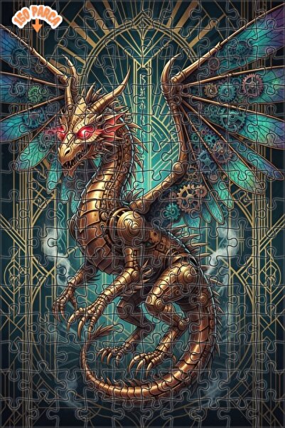 Teona Ahşap لغز خشبي بإطار مزدوج الطبقات من Steampunk Dragon Mechanical Wings...