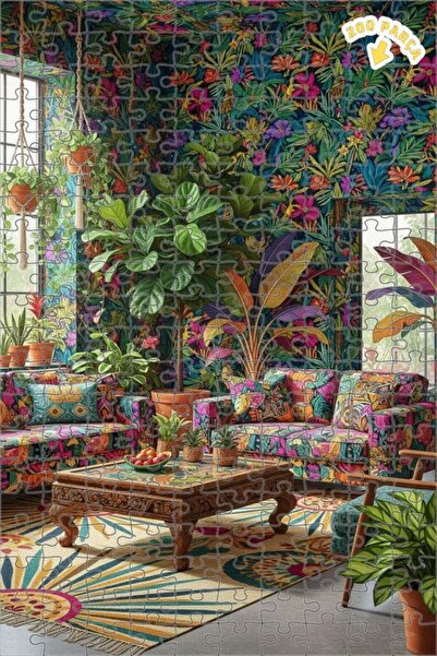 Teona Ahşap لغز خشبي بإطار مزدوج الطبقات بنمط زهور الغابة الاستوائية 200 قطعة...