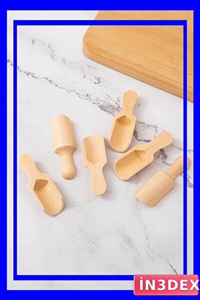 İN3DEX 6 Pieces Natural Wooden Kitchen Measuring Spoon Set